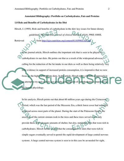 Portfolio on Carbohydrates, Fats and Proteins