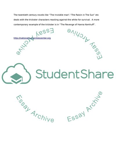 Significance of the Trickster Character as It Relates to African American Literature and Culture