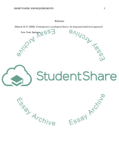 Short Paper: Job Requirements