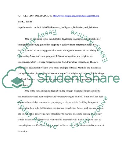 New Service Ideas ( based upon changing Consumers and Markets)