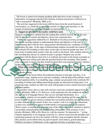 Lesson Plan Observation