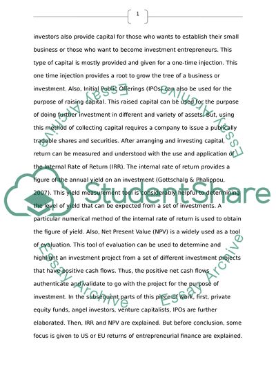 Risk and return of entrepreneurial investments