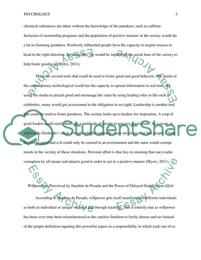 Psychological Issues of Goodness and Willpower