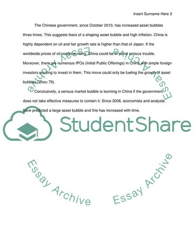 Is China in an asset bubble Yes or no Why or why not (Particularly real estate bubble)