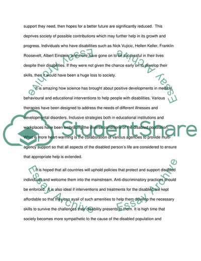 Reflective account on disability and society