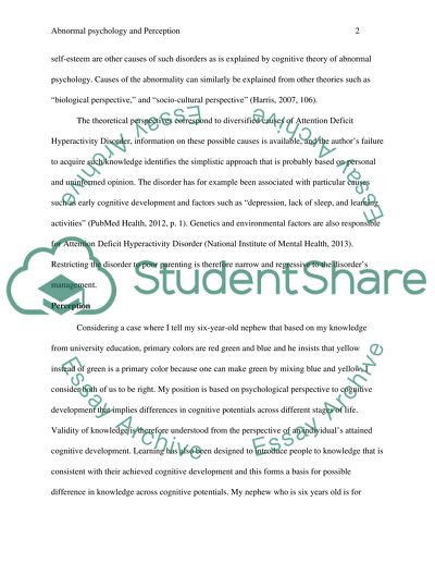 Abnormal psychology and perception