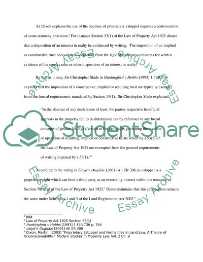Proprietary Estoppel and Formalities in Land Law