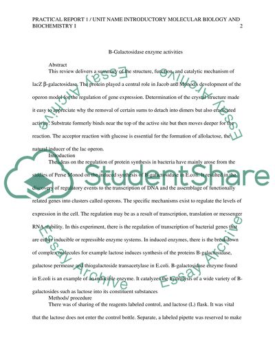 B-Galactosidase Enzyme Activities
