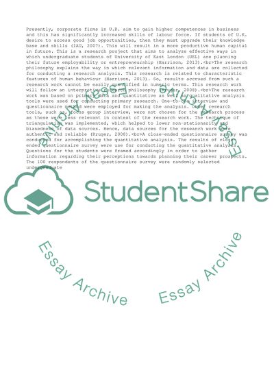 How Effectively Are UEL Undergraduates Planning