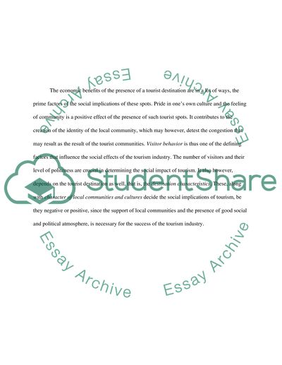 Social Economic Benefits if Tourism