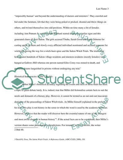 Exploring the Actuality of Events in The Crucible with Reference to Salem Witch Trials