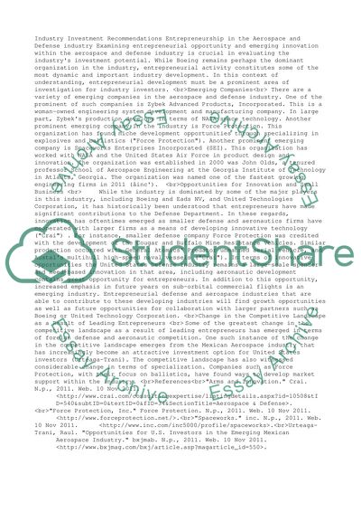 Industry Investment Recommendations