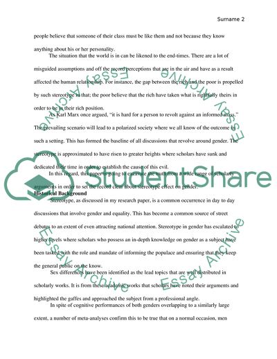 Gender Cognitive Skills and Stereotype Effect