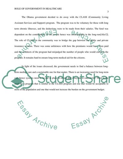 Role of Government in Long-Term Healthcare Delivery