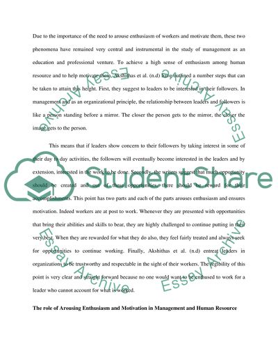 Arousing Enthusiasm and Motivating People