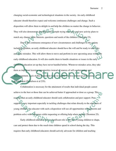 Dispositions Essential for an Early Childhood Educator