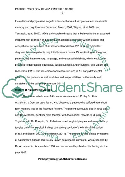 Pathophysiology of Alzheimers Disease