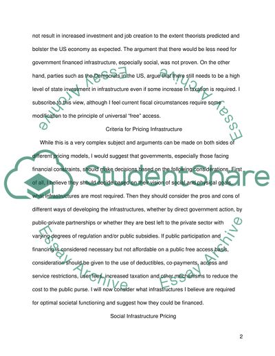 Considerations and Criteria for Pricing Social and Physical Infrastructures