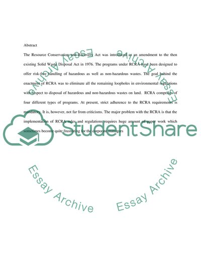 The Resource Conservation and Recovery Act