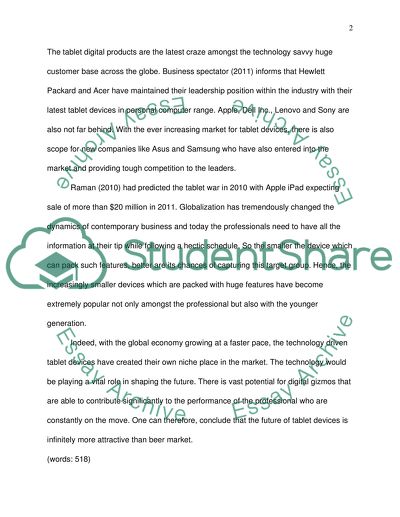 Compare and contrast competition in beer market with competition in tablet devices