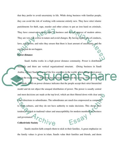 Key Dimensions of National Culture in Saudi Arabia using Hofstede Model