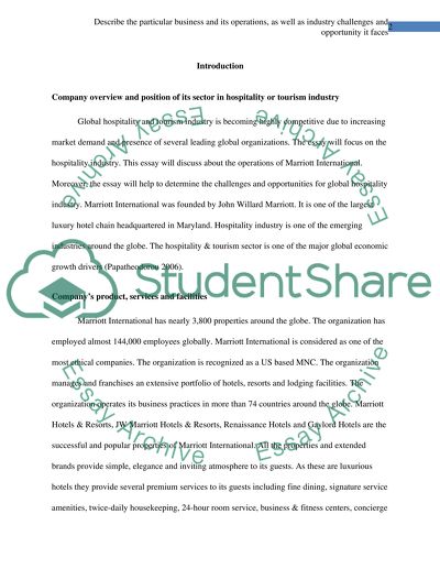 Business and Operations of Marriott International