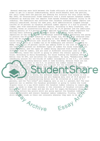 Canadian Lumber Trade