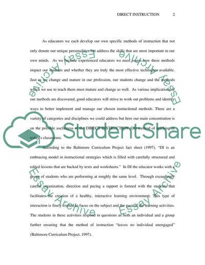 Research-Based Direct Instructional Approach