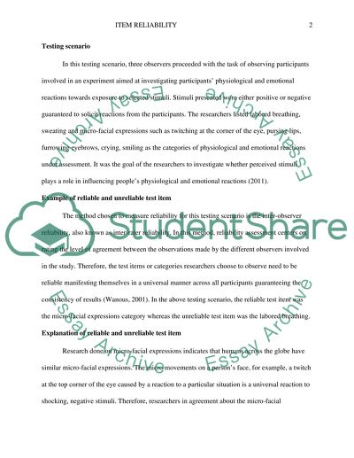 Item Reliability Entire assignment desciption sent for reference