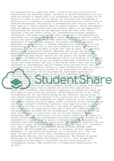 How telecommuting can negatively impact innovation at work