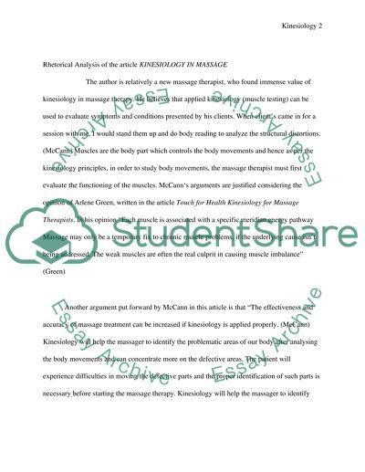 Kinesiology as a Massage therapist