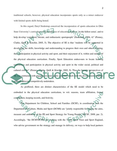 Sport Education and Siedentop SE Model