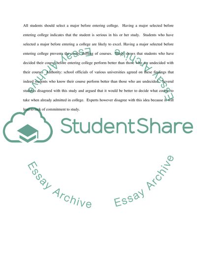 All students should select a major before entering college