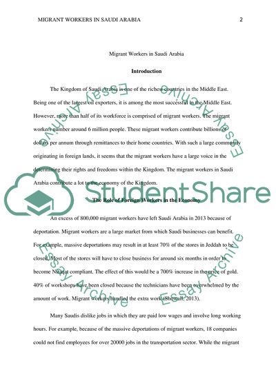 Migrant Workers in Saudi Arabia