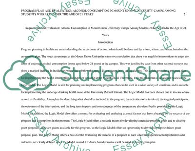 Alcohol Consumption in Mount Union University Camps Among Students Who Are Under the Age of 21