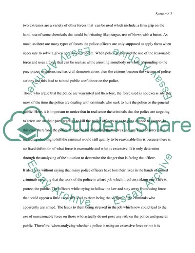 Police and Use of Excessive Force