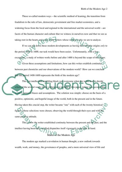 Birth of the Modern Age