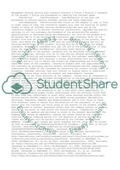 Develop customer service plan