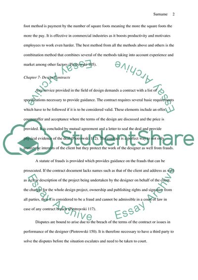 Summary and Critical Analysis Project Compensation and Agreements