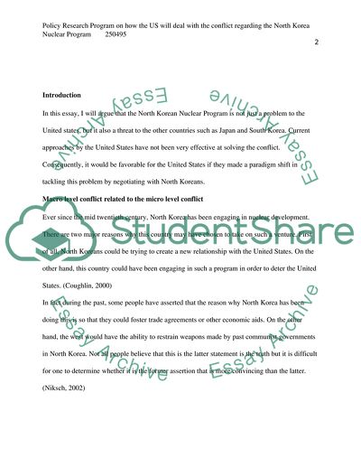 Policy Research Program on How the US Will Deal with the North Korea Nuclear Program Conflict