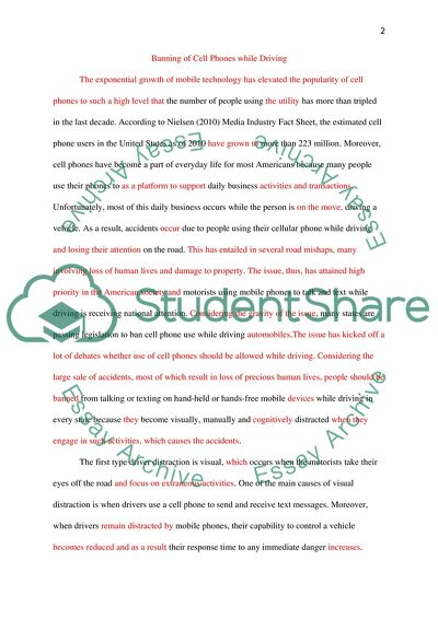 The Issue of Cell Phones while Driving