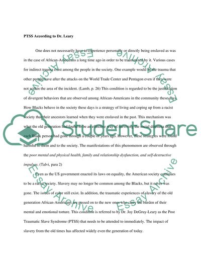 Post Traumatic Slave Syndrome