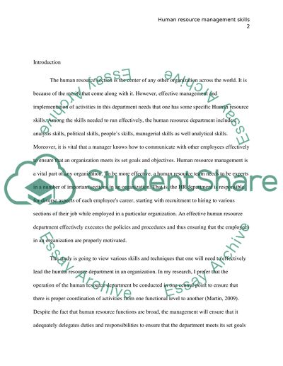 Human Resource Management Skills