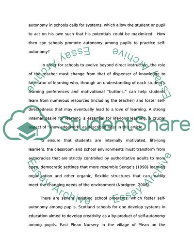 Personal Autonomy for Pupils in Schools