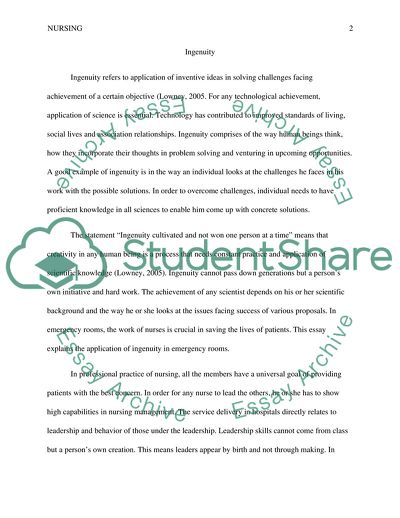 Ingenuity in Nursing