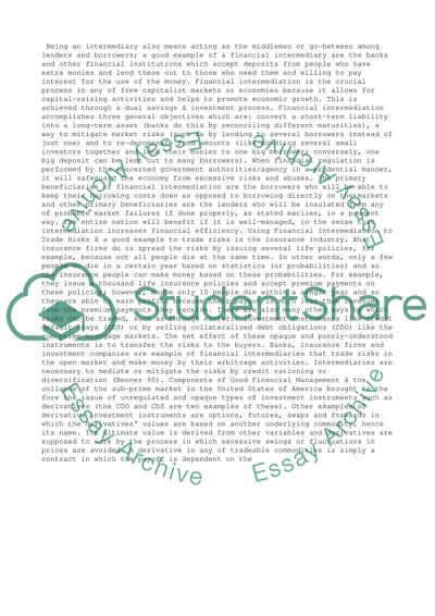 Financial intermediation