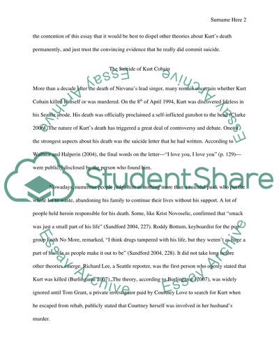 Contesting Kurt Cobains Suicide: An Unwinnable Fight