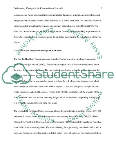 The Evolutionary Changes in Construction Between the De Havilland Comet and the Airbus A380 Aircraft