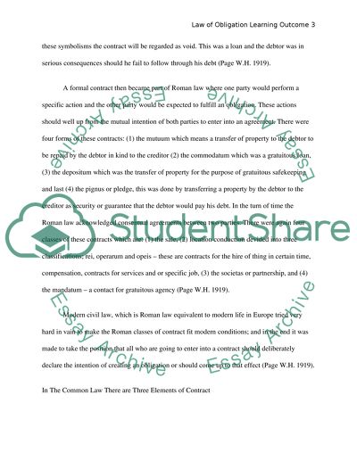 Law of Obligation Learning Outcome