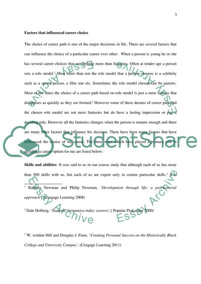 Factors that Influenced Career Choice